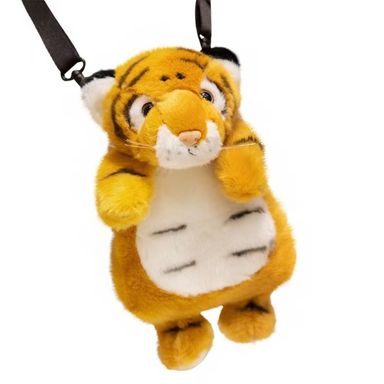 Cross-border simulation tiger crossbody bag, koala, panda, raccoon backpack, plush toy, children's doll, zoo style Item Picture