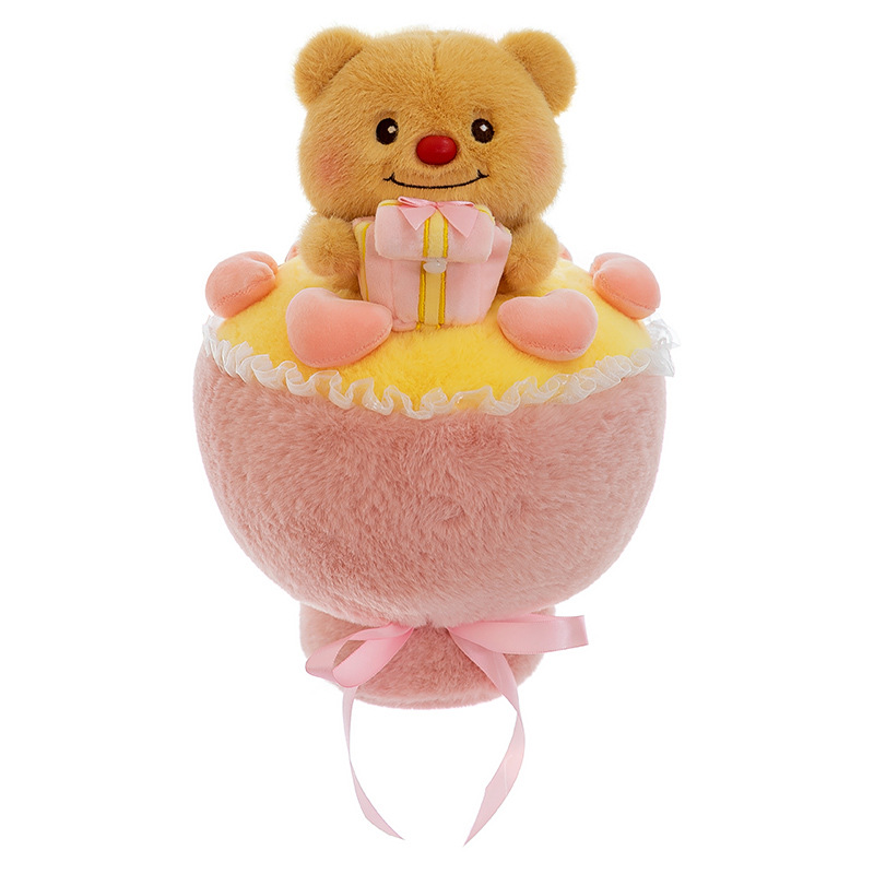 The cute butter bear plush toy doll has been transformed into a flower bouquet pillow plush doll as a gift for the Qixi Festival, May 20th Item Picture