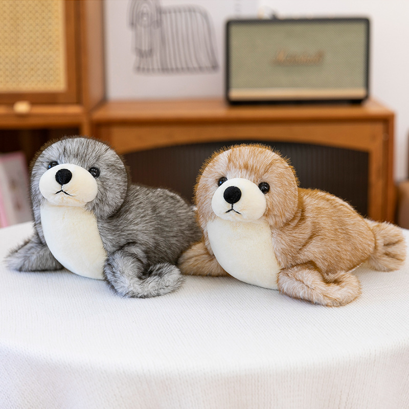 Authentic simulation cute sea lion figurines, zoo cute sea lion dolls, children's plush toys, birthday gifts details Picture