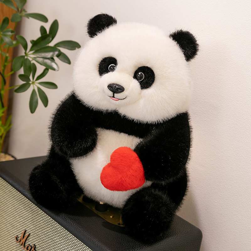 Cross-border new heart-shaped panda plush toy doll, a super cute children's gift details Picture