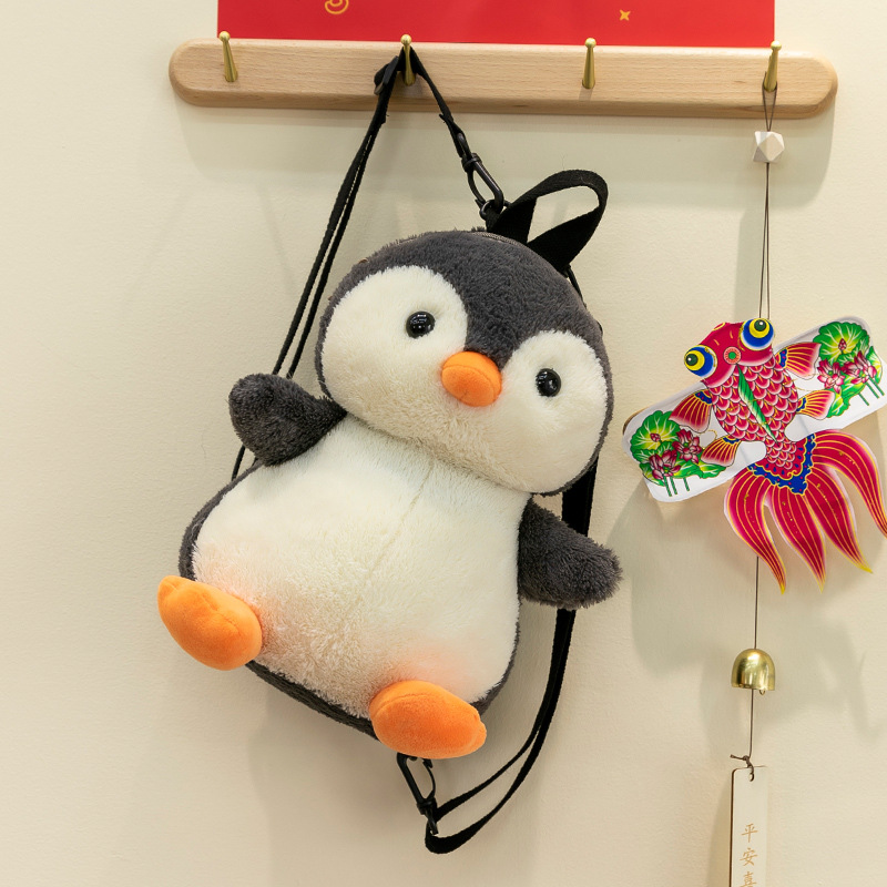 New winter hooded penguin plush toy cartoon penguin doll backpack as a gift for girls and children Specification drawing