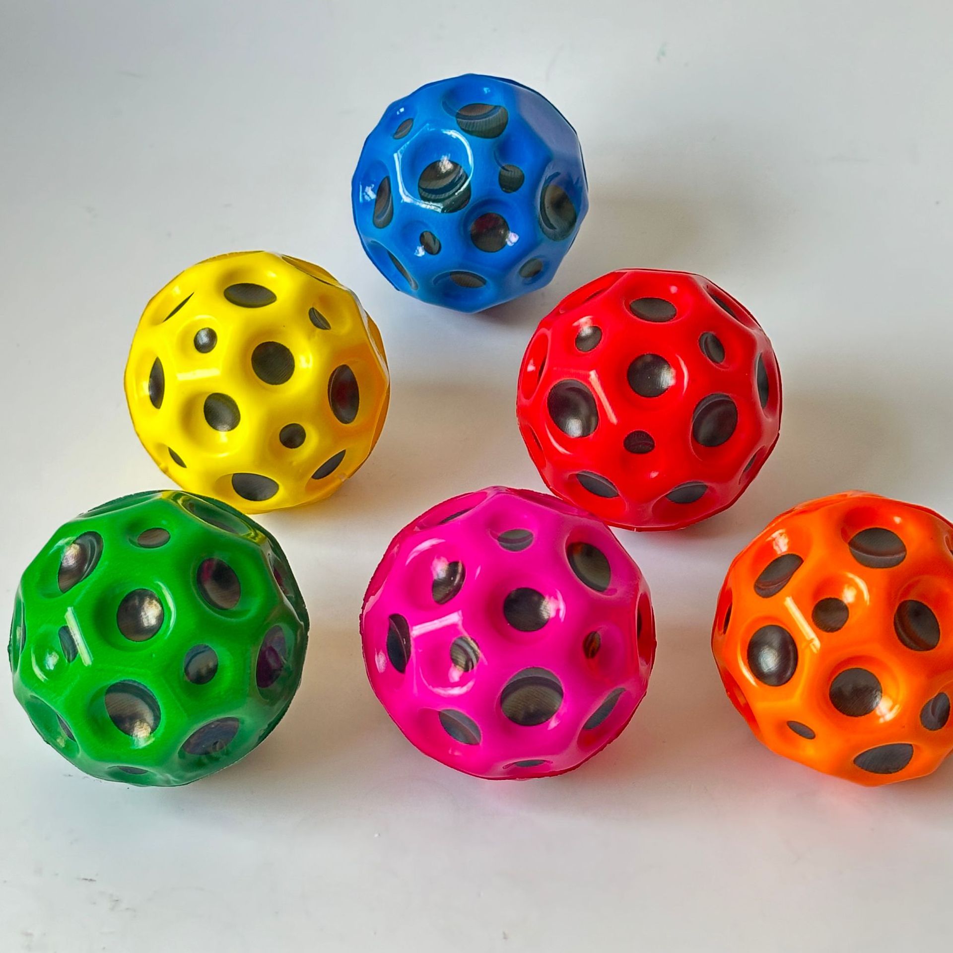 pu elastic ball, hole ball, moon stone ball, moon pressure relief ball, rubber ball, 7 cm diameter, high rebound toy details Picture
