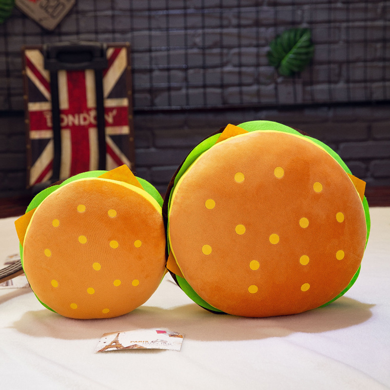 Cartoon creative simulation hamburger pillows, plush toys, children's birthday gifts, New Year gifts, one-piece consignment offer full figure