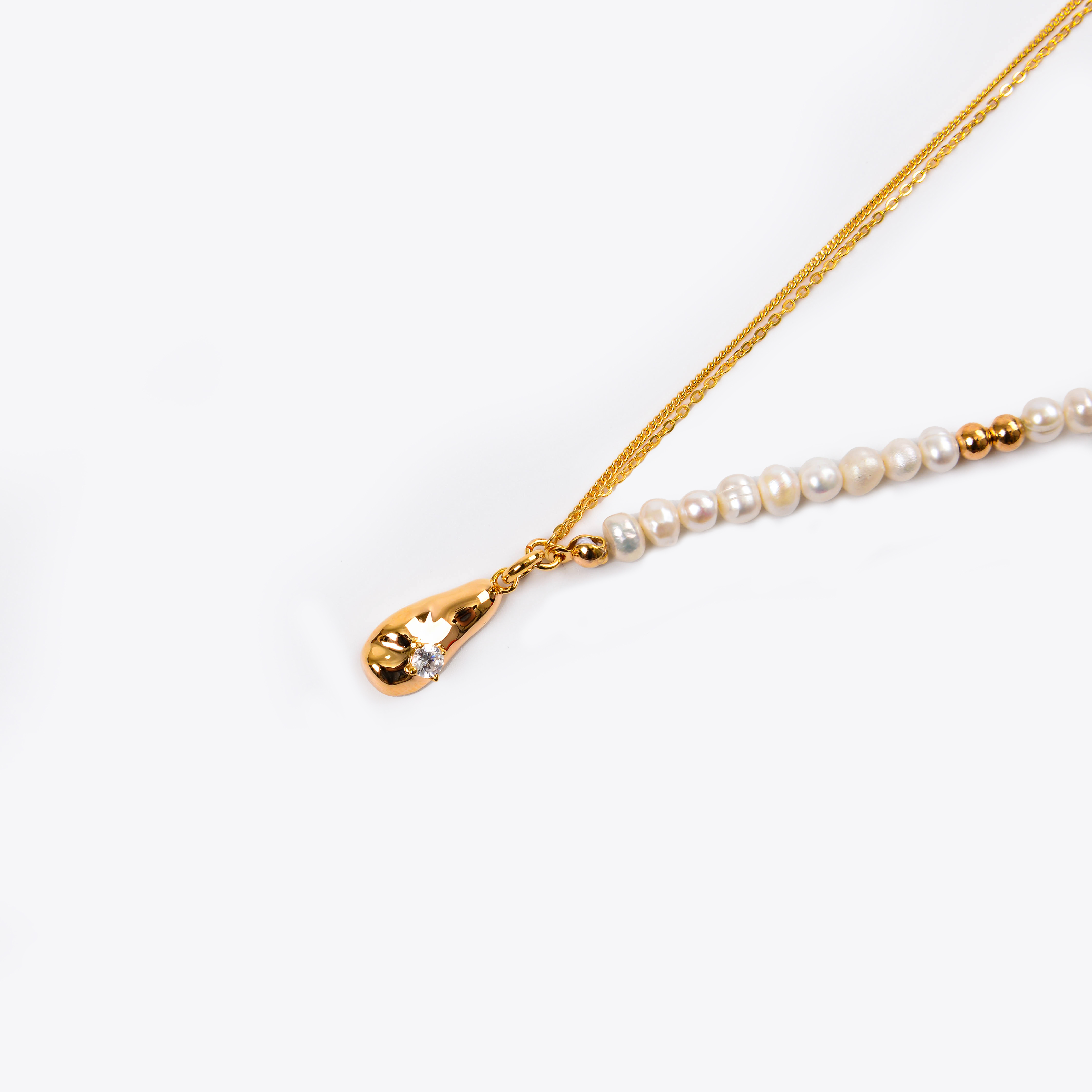 纯银天然淡水珍珠项链女夏小众设计高级感配饰串珠锁骨链跨境饰品批发白底实物图