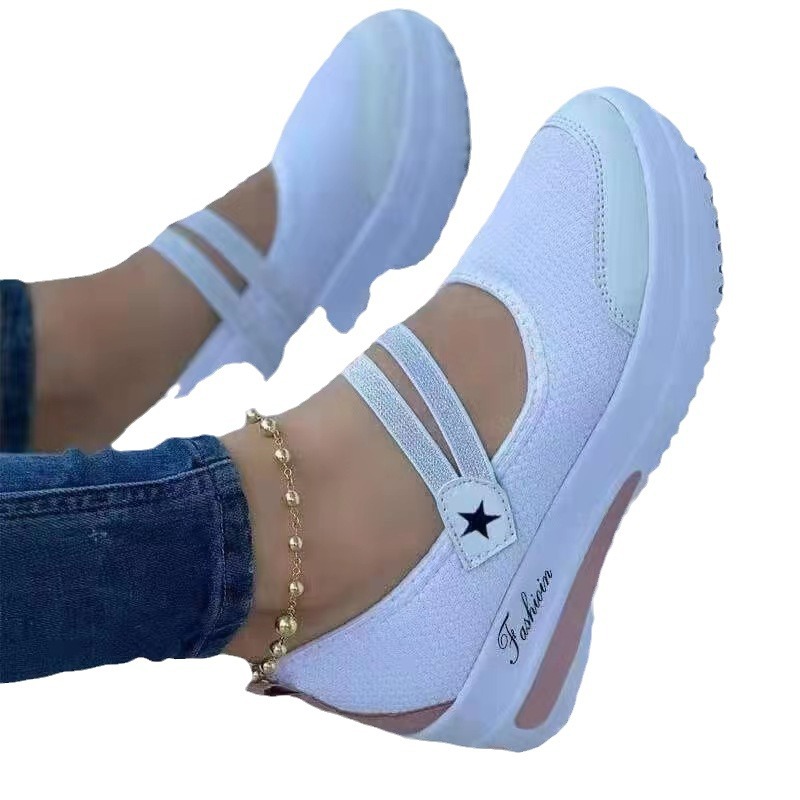 Aliexpress 2024 Summer New canvas textile solid color daily wear low-top black wedge heel round toe single shoe in stock Item Picture