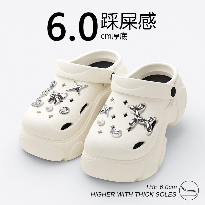 Women's summer outdoor clogs 2025 New cartoon home indoor thick-soled anti-slip slip-feeling flip-top slippers for women 378 Application Scenario