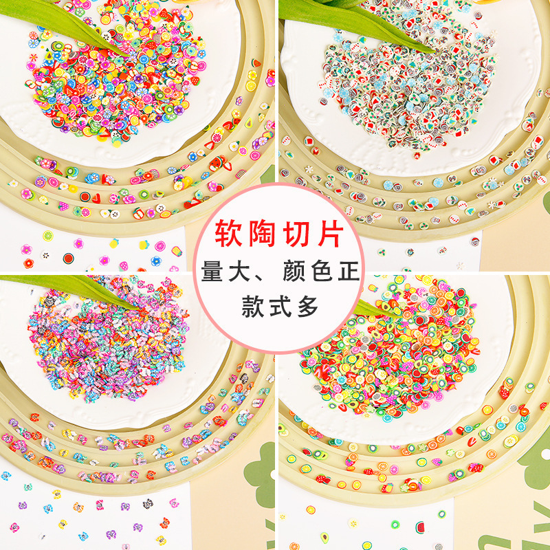 Colorful cartoon animal flower slices, crystal mud fillers, diy materials, nail polish soft clay, cartoon fruit slices details Picture