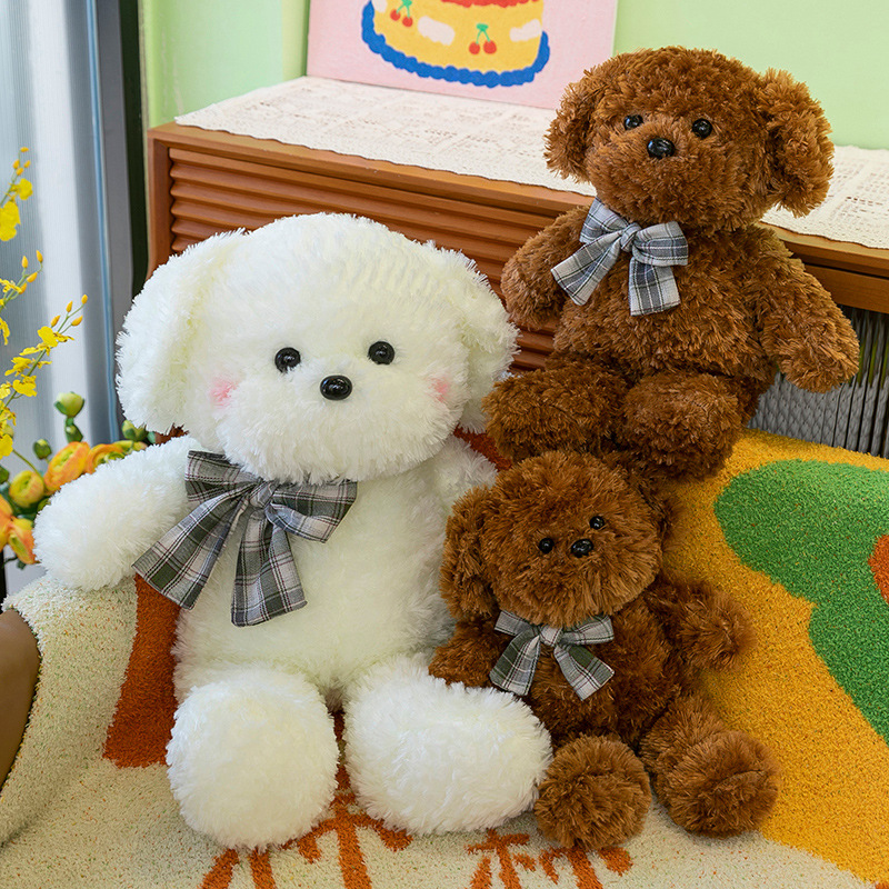 Cartoon sweater, dog, plush toy, girl's birthday present, bow tie, teddy dog, home decoration, claw machine exchange Application Scenario
