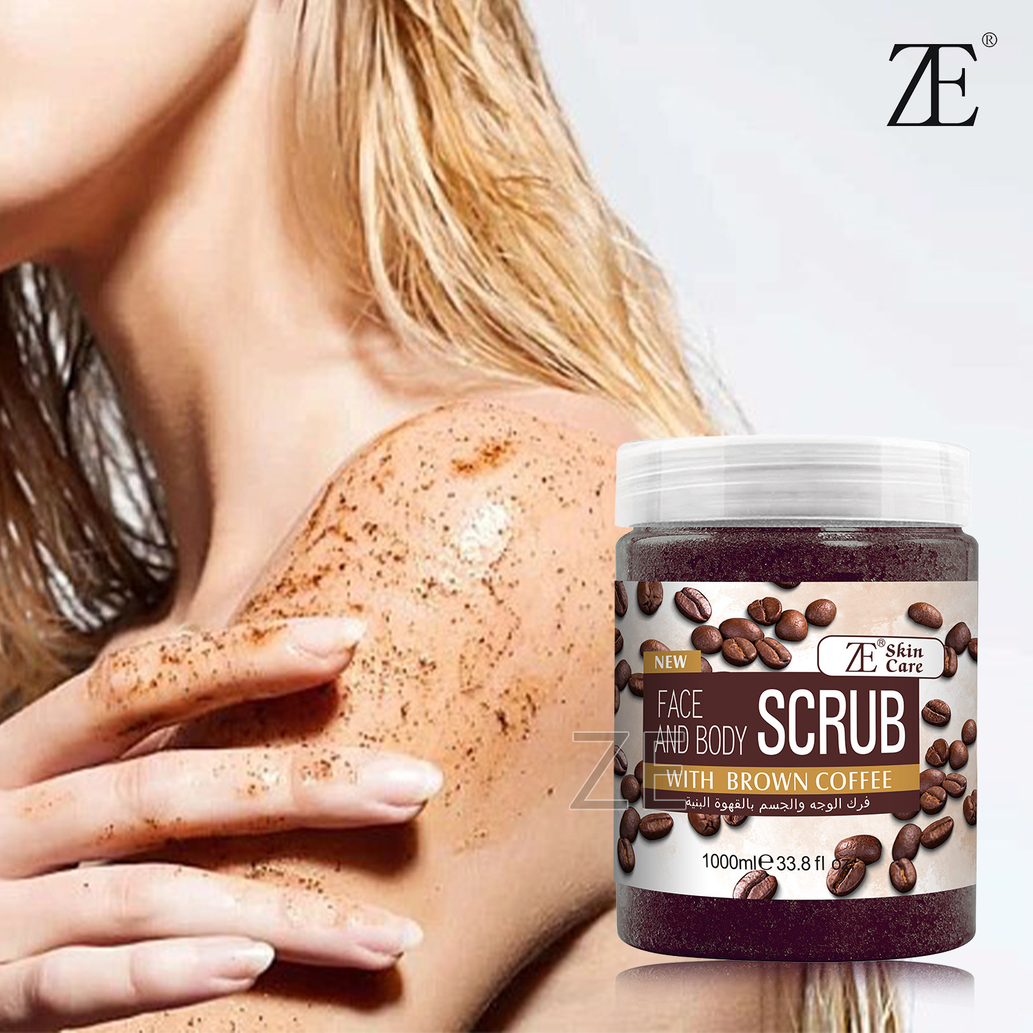 Cross-border 1kg Scrub, wet salt coffee turmeric strawberry Body Bubble Bath Salt Scrubbing, Blackening, Exfoliating Scrub details Picture