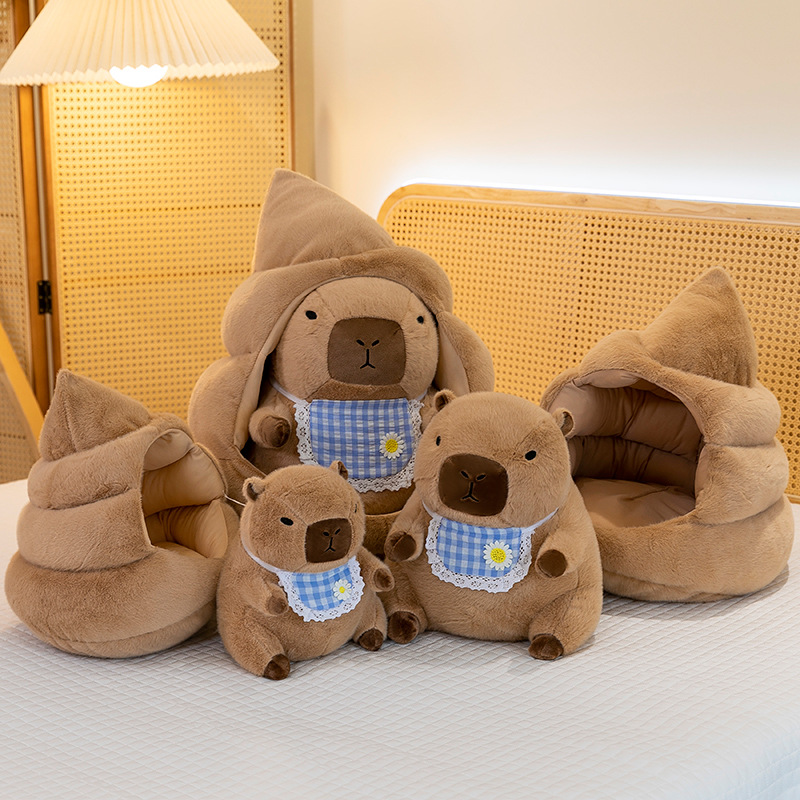 New cute Papa's nest bib capybara plush toy, a parody plush toy, best friend birthday gift for girls Application Scenario
