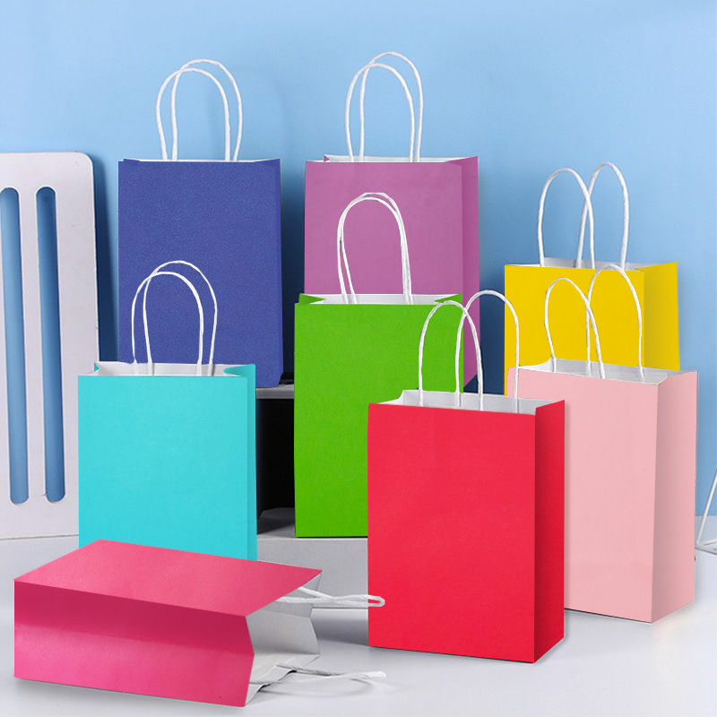 新款马卡龙纯色白牛皮纸袋烘焙奶茶外卖打包袋