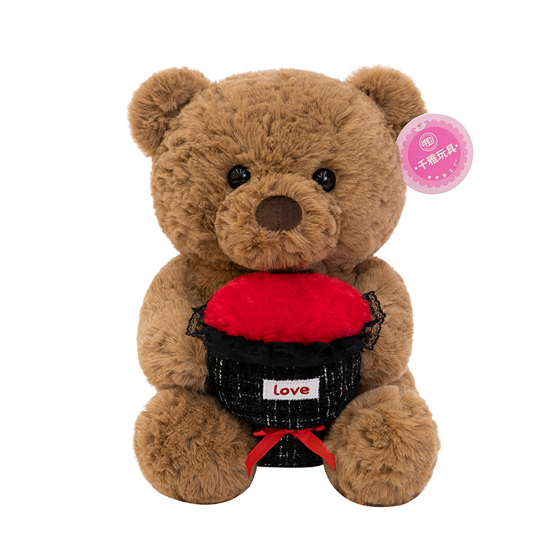 Valentine's Day rose cake, teddy bear, plush toy, little bear doll, bouquet doll as a birthday gift for your girlfriend Item Picture