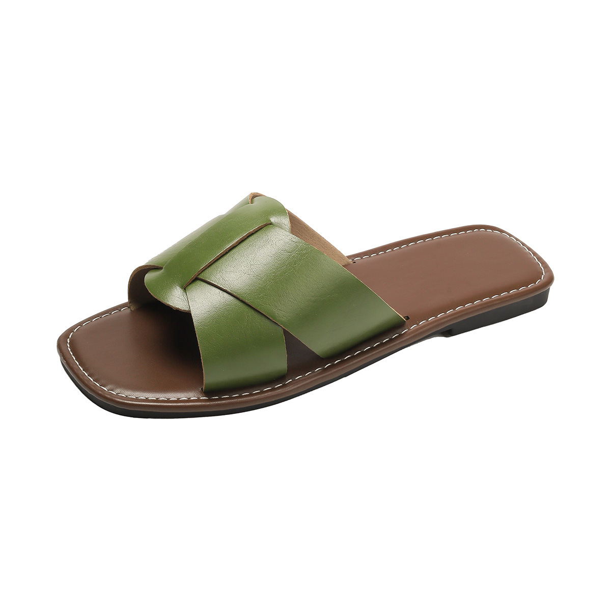 Female shoe: Women's outerwear, flat and fashionable summer new soft leather versatile Korean-style cool slippers Item Picture