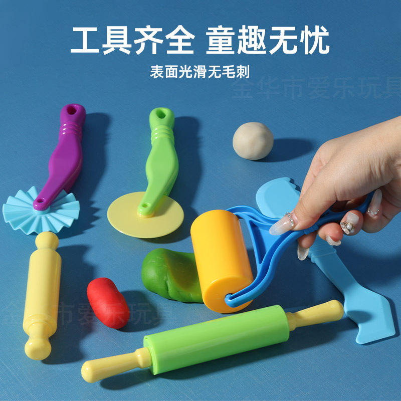 6 sets of roller pusher children's toys, plasticine, colored molds, DIY handmade colored clay, clay tools, knives Specification drawing