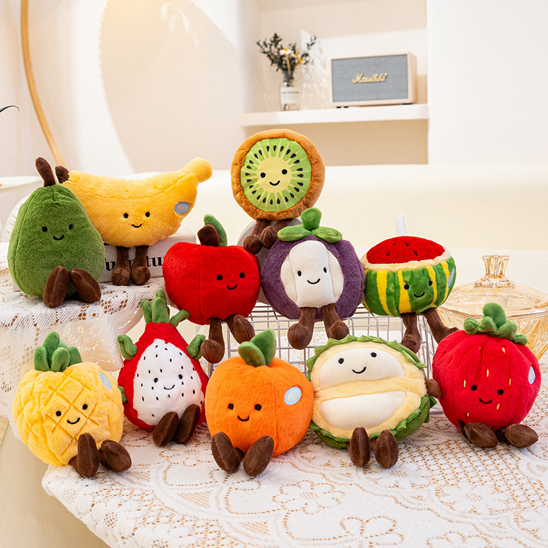 Wholesale of simulated dragon fruit ecological fruit plush toy dolls and creative kiwi fruit birthday gifts for best friends full figure