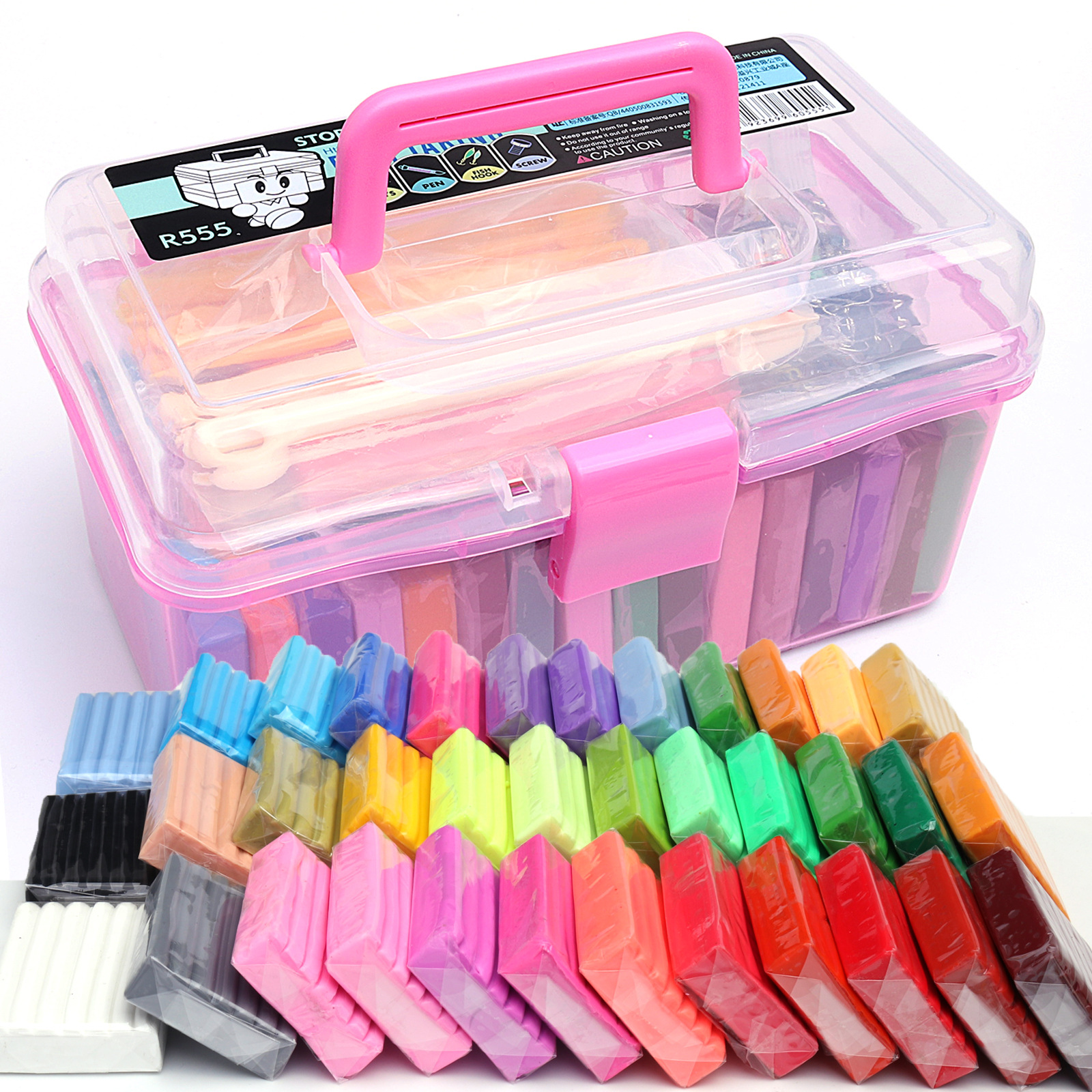Soft clay 62-color and 24-color clay plasticine hand-held box, Amazon oven clay tool set LRA50 Item Picture