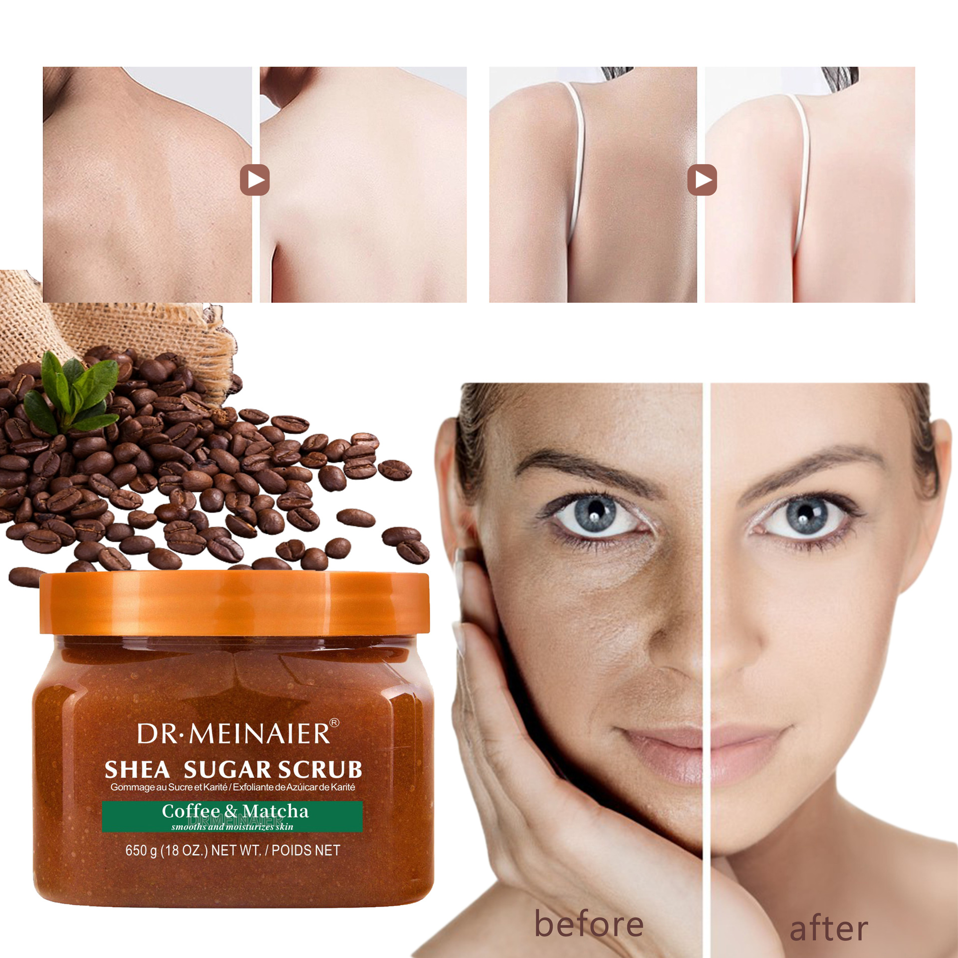 Cross-border trade fruit sugar Bath salt Exfoliating chicken skin full-body bath salt Wet salt VC sugar scrub 650 Specification drawing