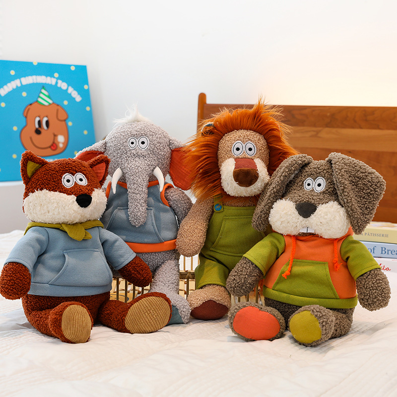 Forest Embrace Series plush toys, zoo lion souvenirs, children's elephant cushions, pillowcases, fox rings wholesale full figure