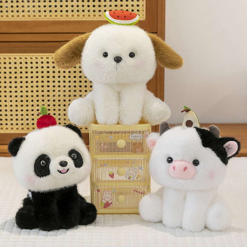 New fruit animal panda table companion doll figurine, cute cow doll plush toy, girlfriend birthday gift Application Scenario