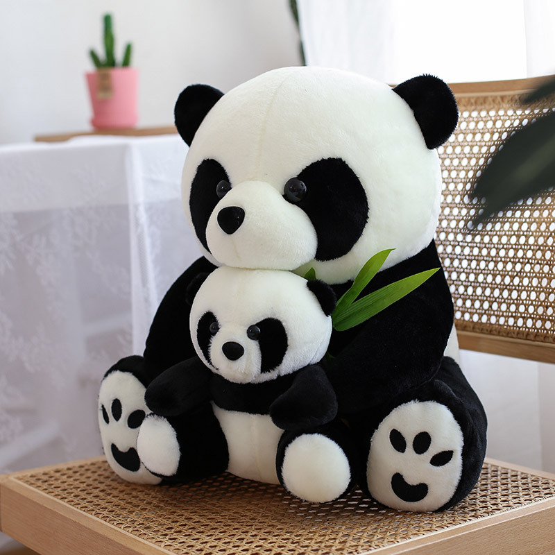 Cute giant panda dolls, simulated mother and baby panda plush toys, large doll pillows, children's birthday gifts full figure