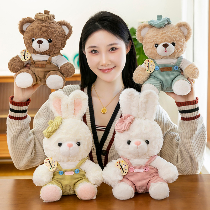 New Painter series cute Teddy bear plush toys, cute rabbit dolls, birthday gifts for children and girls full figure