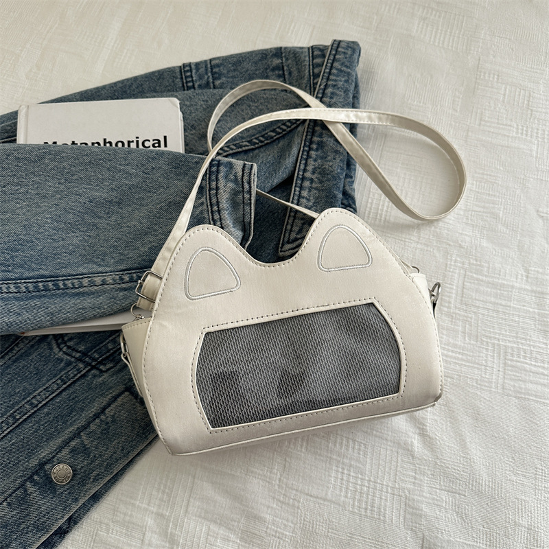 A new, fashionable and casual single-shoulder bag for women in the spring of 2025, featuring a unique and distinctive Korean cartoon cat ear bag Specification drawing