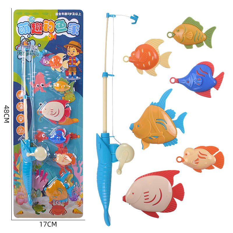 Free shipping, fun hand-held set, fishing, multiple Marine animals, fish, children's street stall, store, supermarket mixed batch, large toys full figure