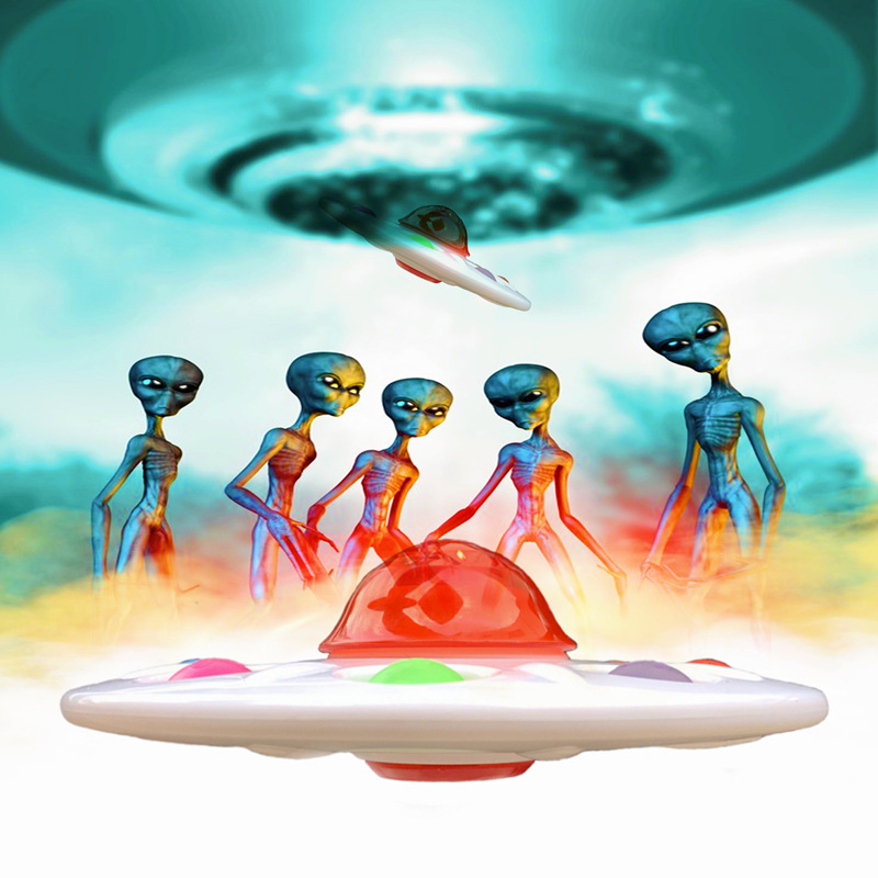 UFO gyroscope, alien spaceship, LED light-emitting fidget gyroscope, camouflage bubble fun rotator, cross-border toy boy full figure