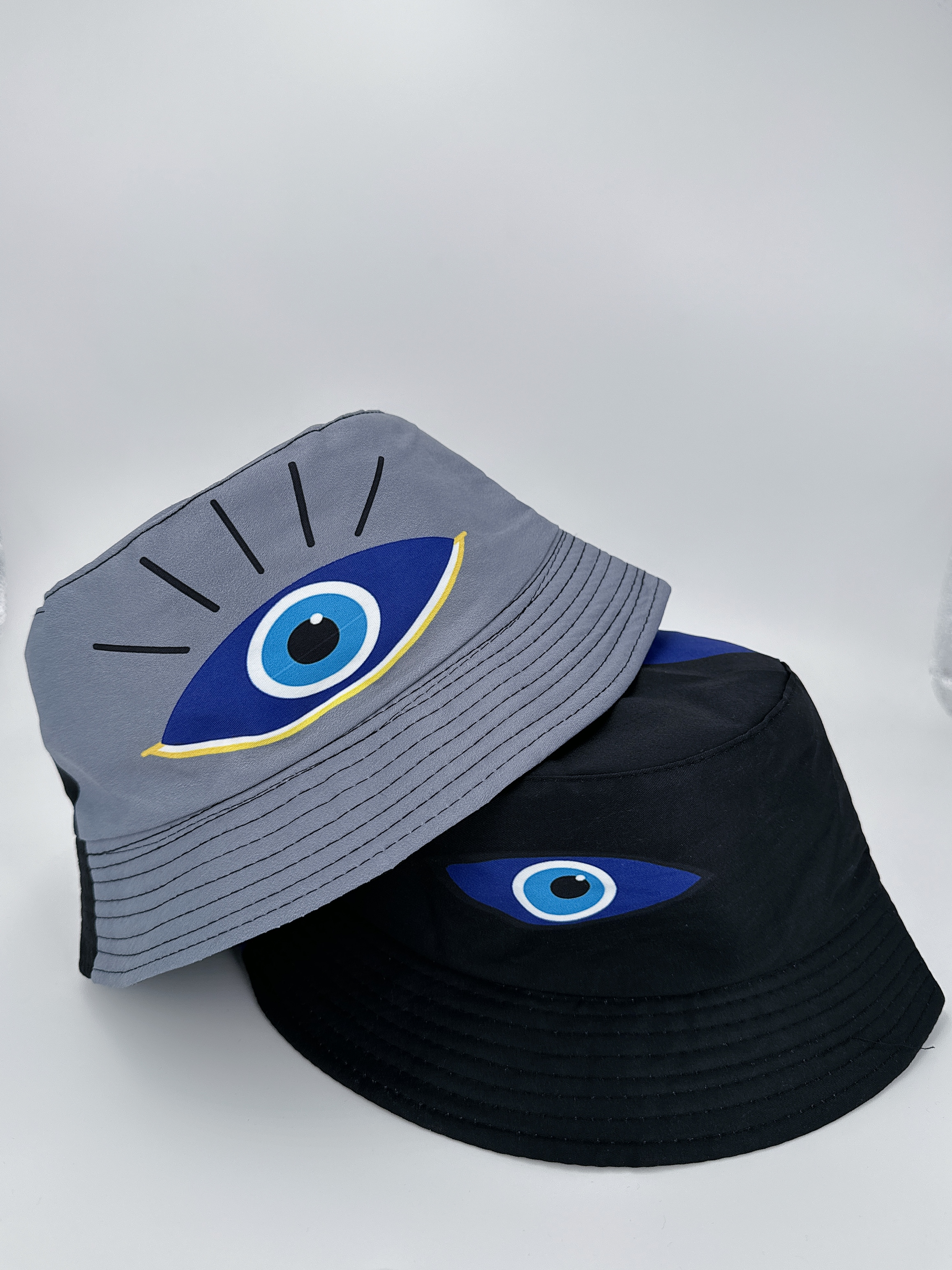 New spring and summer style one-eye double-sided fisherman's hat, cute cartoon, versatile, outdoor sun protection and sun protection, foldable for easy carrying, unisplendable, pier circumference 54CM fisherman's hat details Picture
