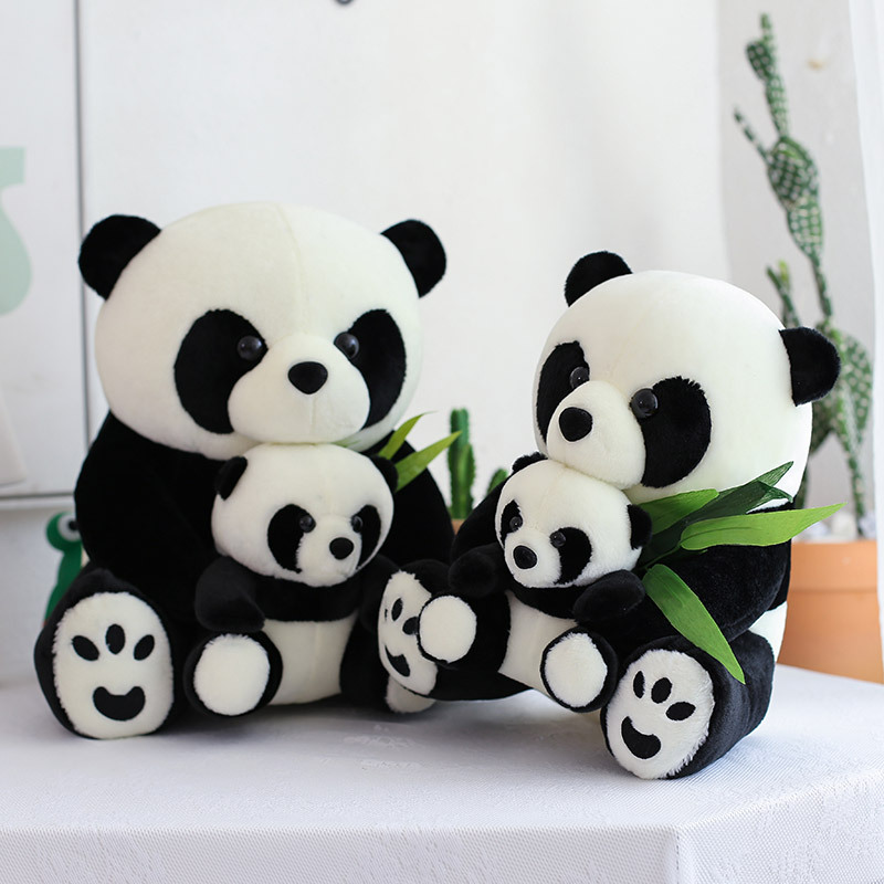 Cute giant panda dolls, simulated mother and baby panda plush toys, large doll pillows, children's birthday gifts details Picture