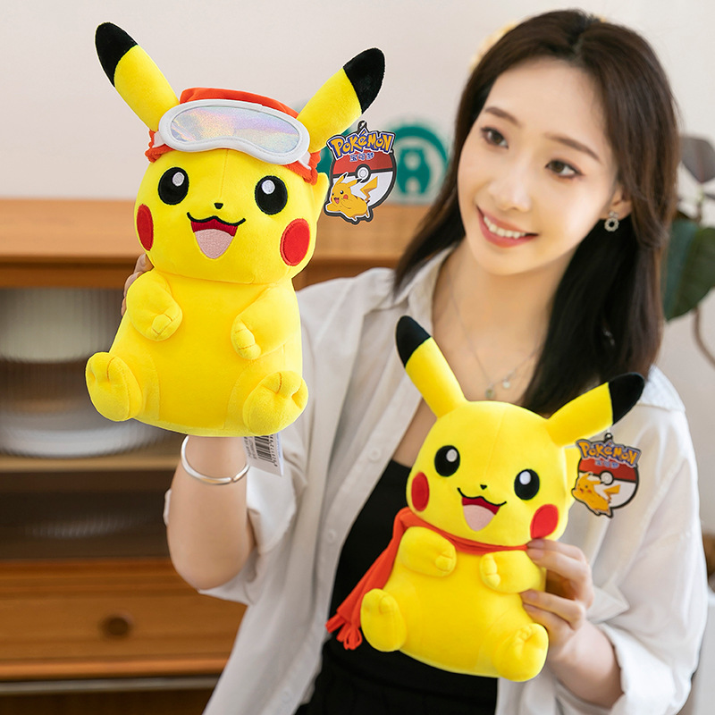 Authentic ski series Pikachu plush toys, Pokemon Pikachu elf dolls, as a gift for children details Picture