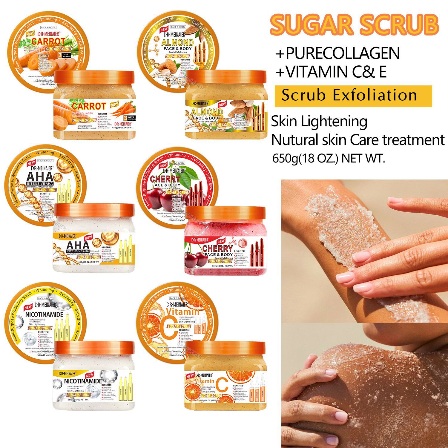 Cross-border arbutin scrub, bath salt, body exfoliation, full-body turmeric ground sugar, sea salt for export 650g details Picture