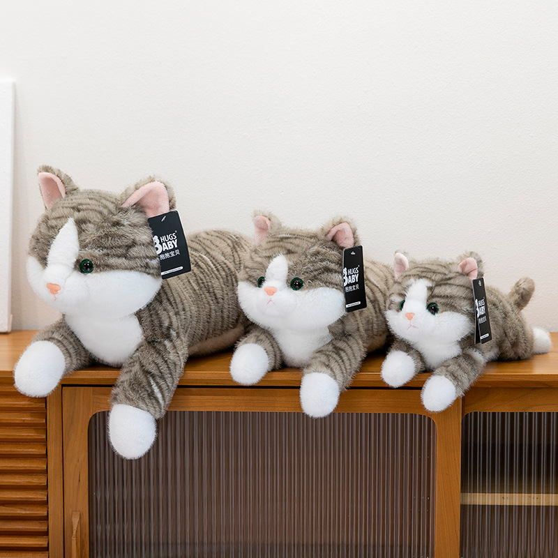 Authentic cute Papa Cat plush toy doll, cute little cat, soft pillow, cuddle doll, festival gift full figure