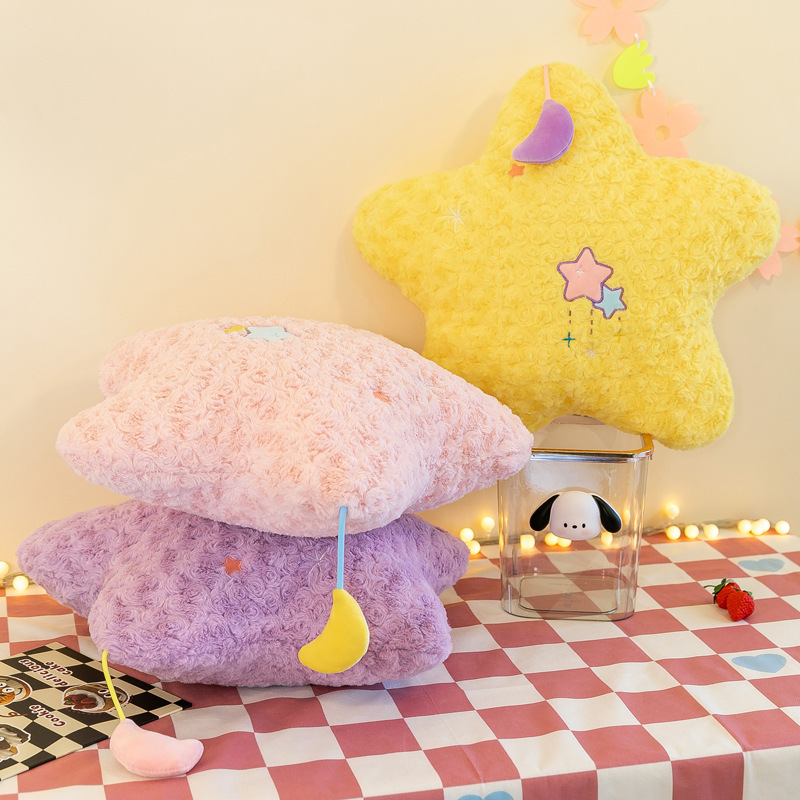 Cross-border star pillow for girls to sleep, Moon plush toy, super soft cloth doll on the bed, sleeping doll gift Specification drawing