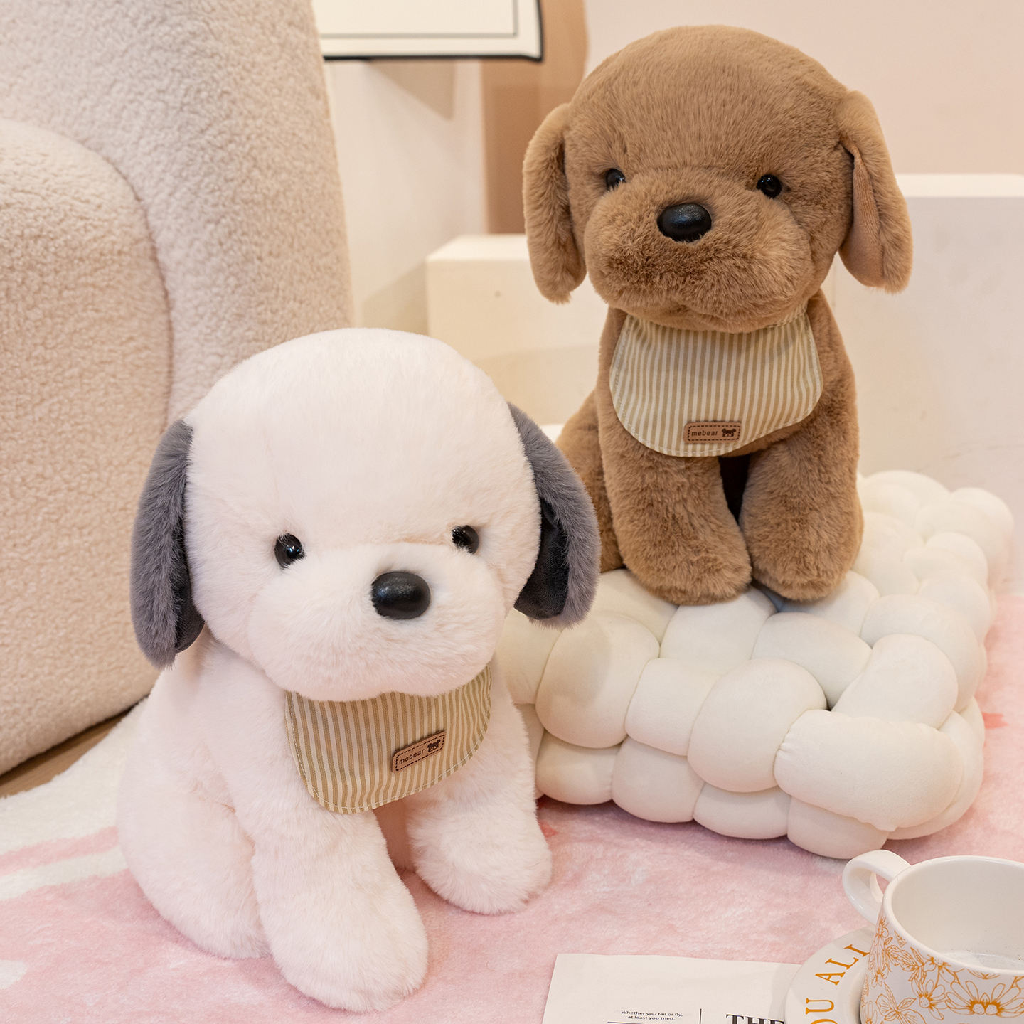 Cartoon simulation bibs, puppy dolls, plush toys, cute dog dolls, soothing dolls, children's gifts Application Scenario