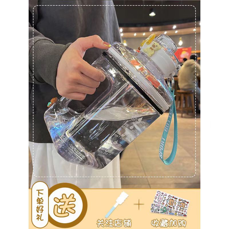 2L ton bucket, high appearance level, sports large water bottle, 2000ml large water cup, large capacity water bucket cup, children Specification image