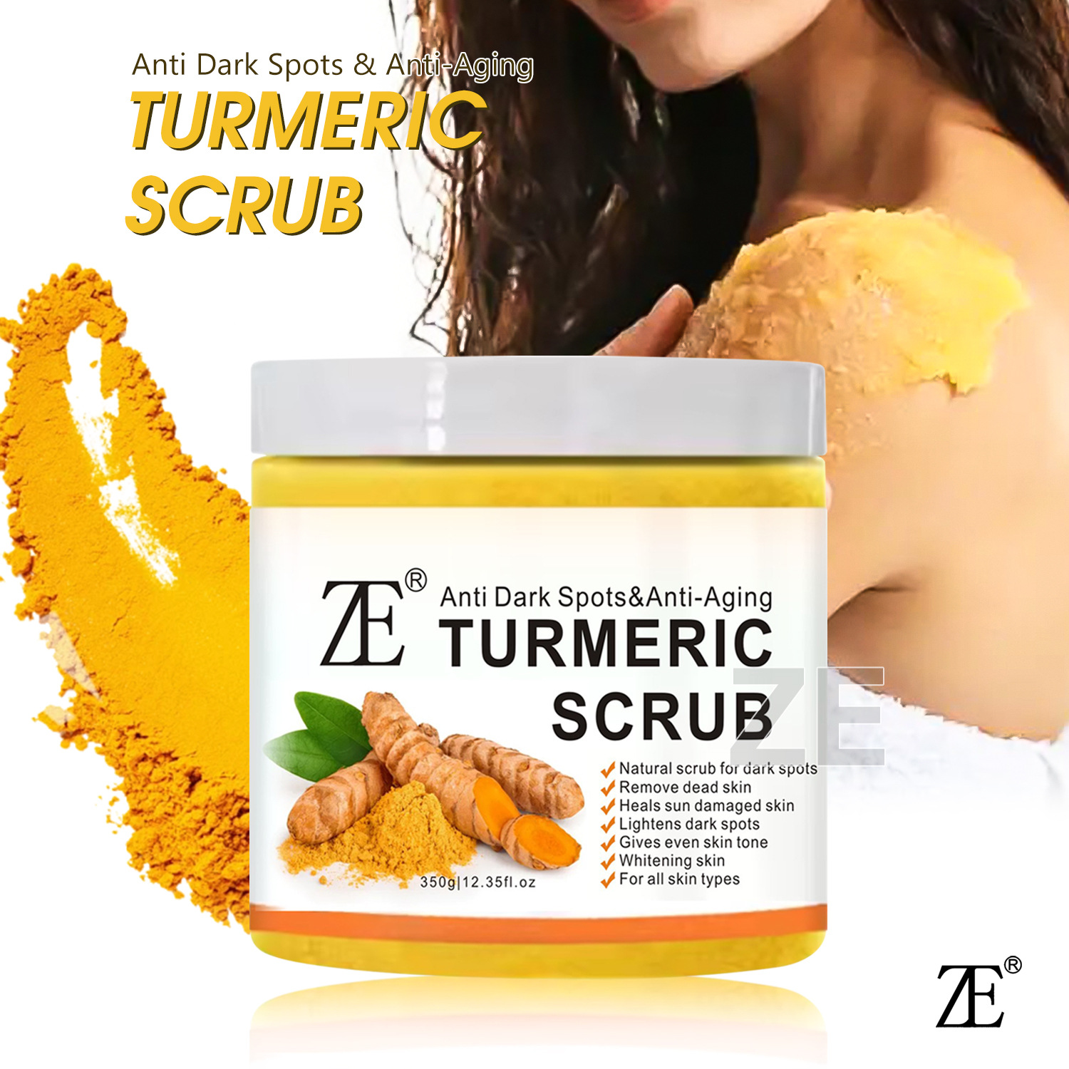 Foreign trade Turmeric scrub body scrub Bath Wet Salt Skin Rejuvenation Deep Cleansing Scrub Exfoliation Sea Salt