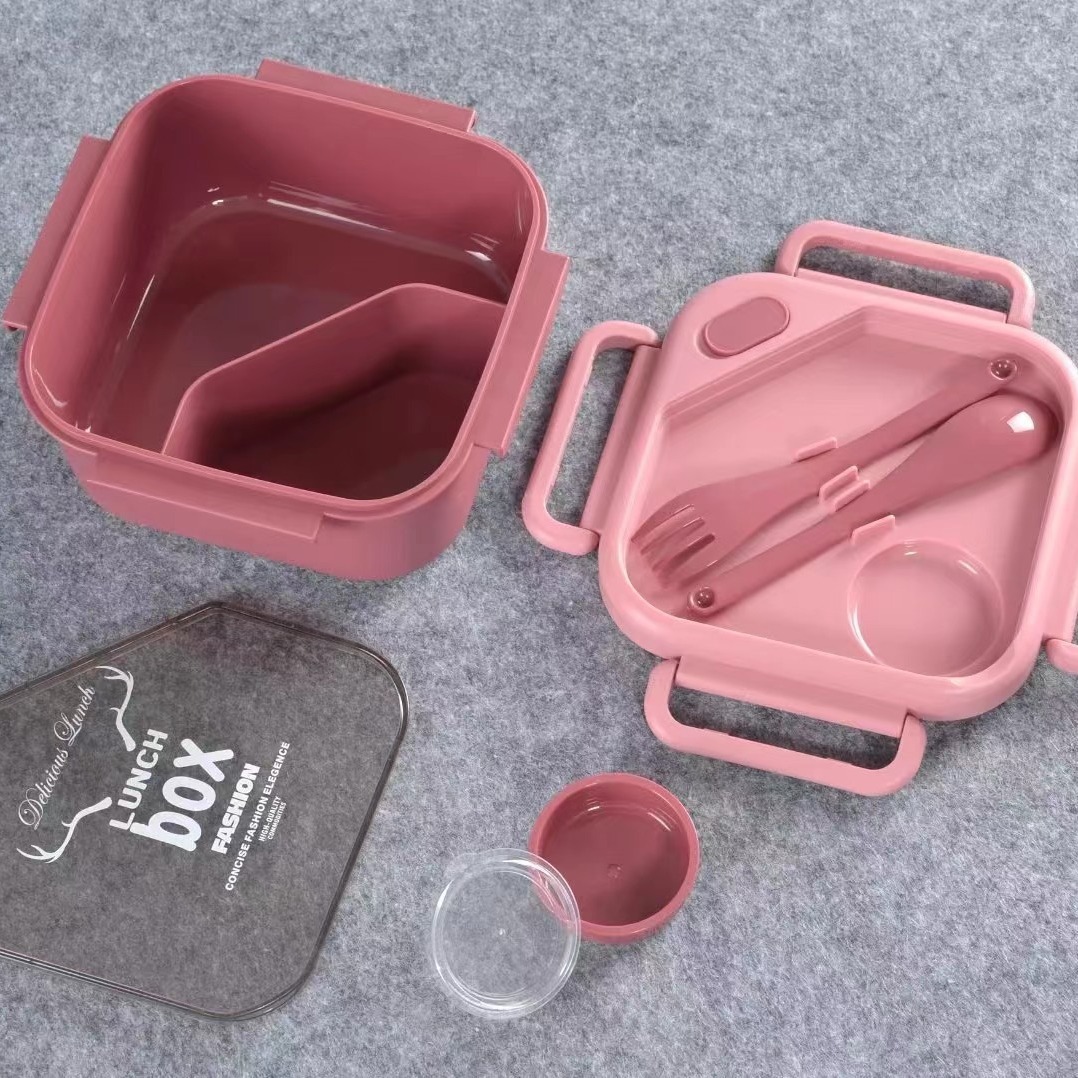 This Japanese-style, simple and high-quality PP lunch box comes with tableware and can be used in a microwave oven. It is a portable lunch box for office workers Specification image