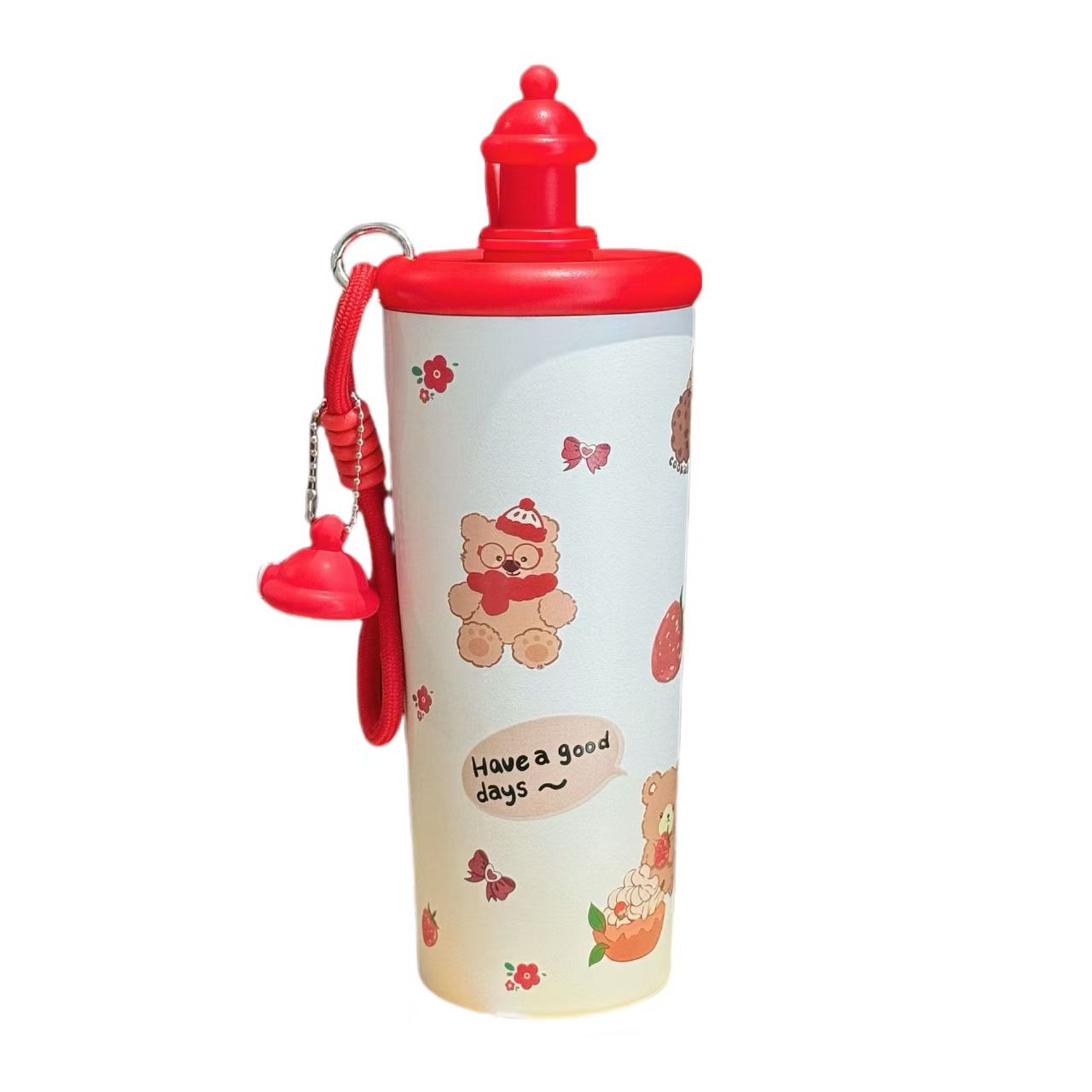 Cartoon large-capacity insulated cup, girls' cold preservation stainless steel coffee cup, portable bag tea bin, high appearance level straw water cup Application Scenario