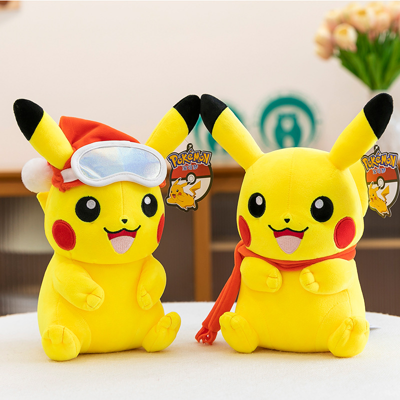 Authentic ski series Pikachu plush toys, Pokemon Pikachu elf dolls, as a gift for children full figure