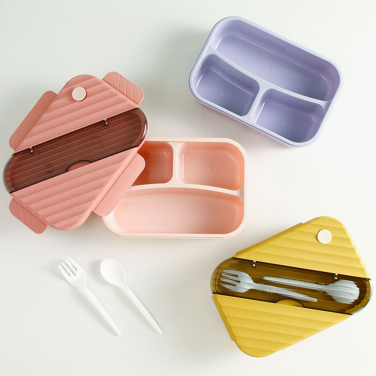 Lunch box, student and office worker insulated box, microwave oven-safe, compartments lunch box, non-odor-mixing, silicone sealed food preservation box details Picture