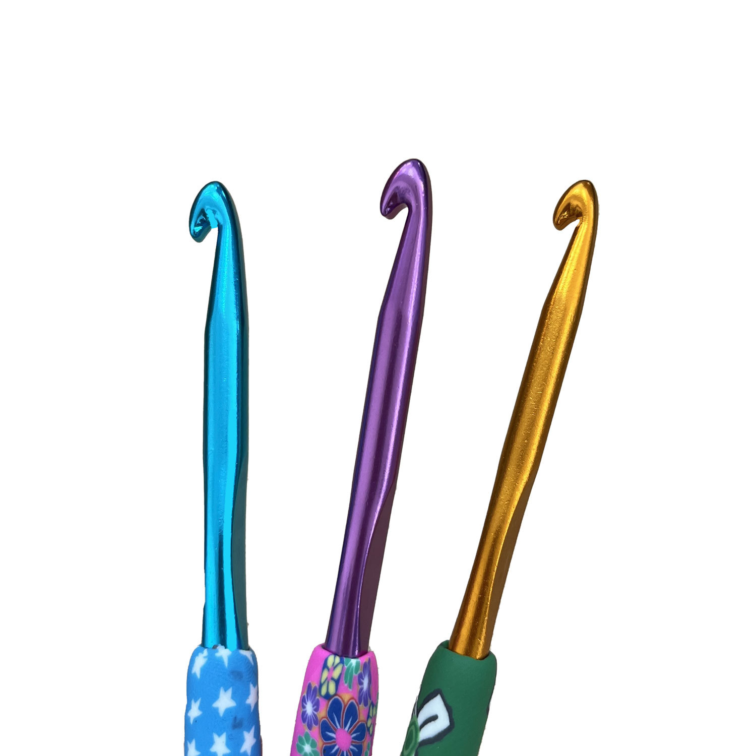Hand-crocheted soft clay flower plate handle crochet, soft clay soft handle crochet, solid aluminum crochet, 12-piece set of woolen needles Specification drawing