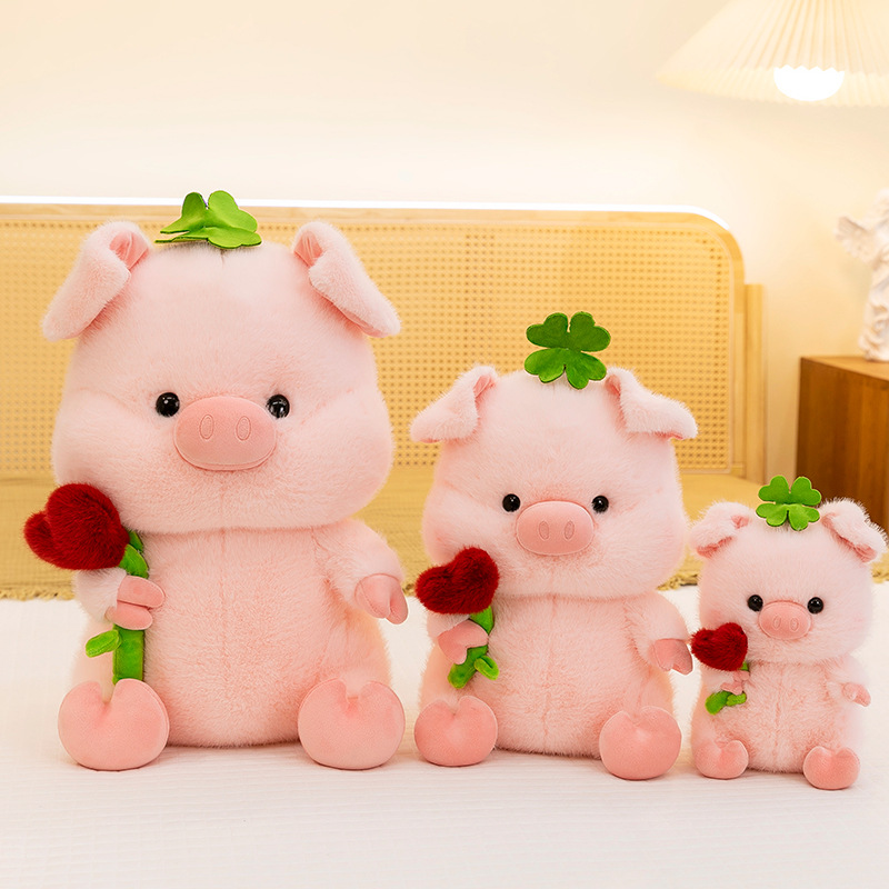 New cute little pig doll plush toy, heart-shaped rose bouquet, birthday and Valentine's Day gift for your girlfriend full figure