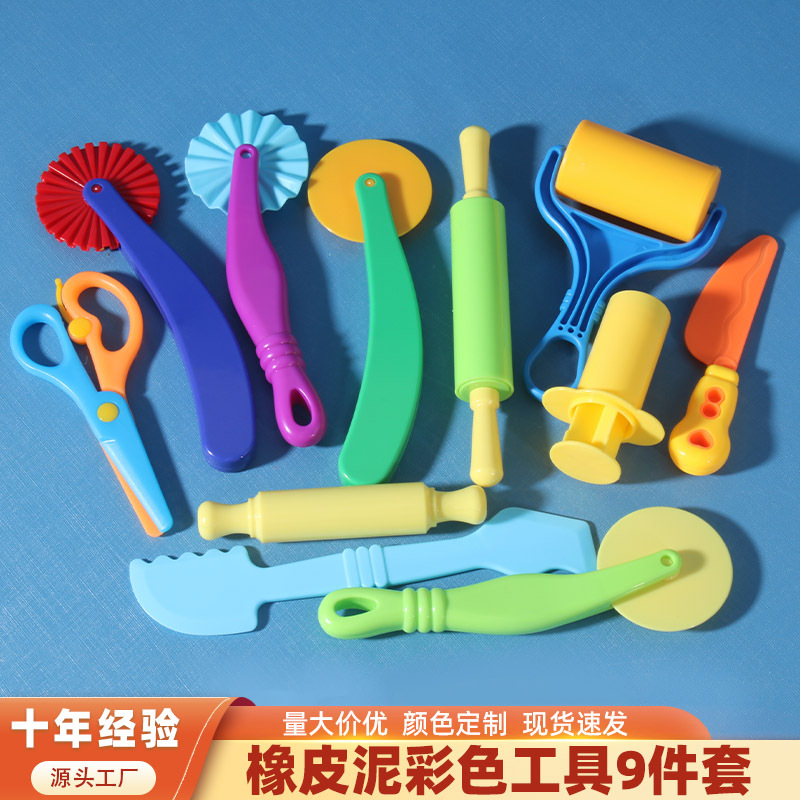 6 sets of roller pusher children's toys, plasticine, colored molds, DIY handmade colored clay, clay tools, knives full figure