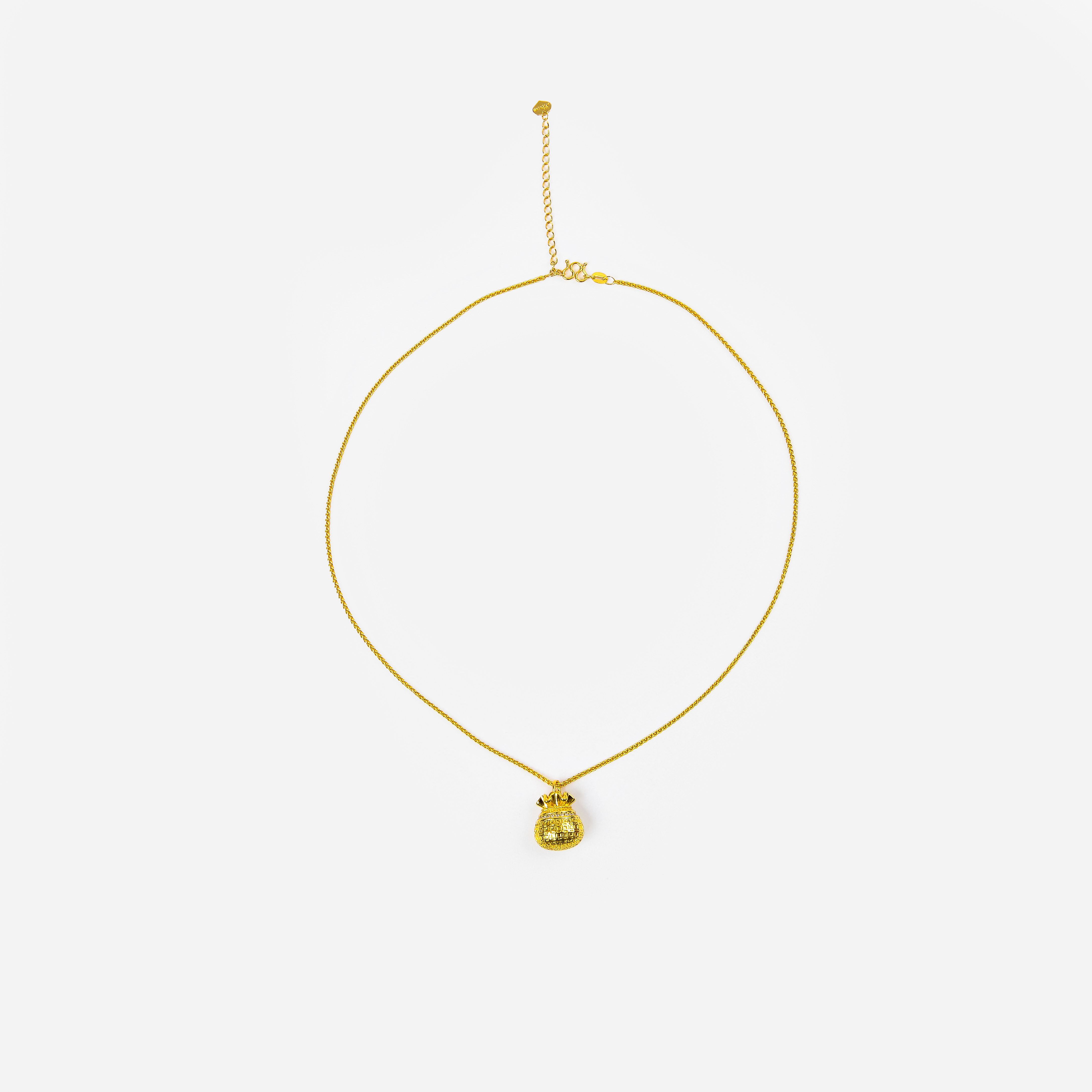 Ancient-style gold handcrafted light luxury retro design small gold gourd necklace, good fortune and wealth, collarbone chain accessory
