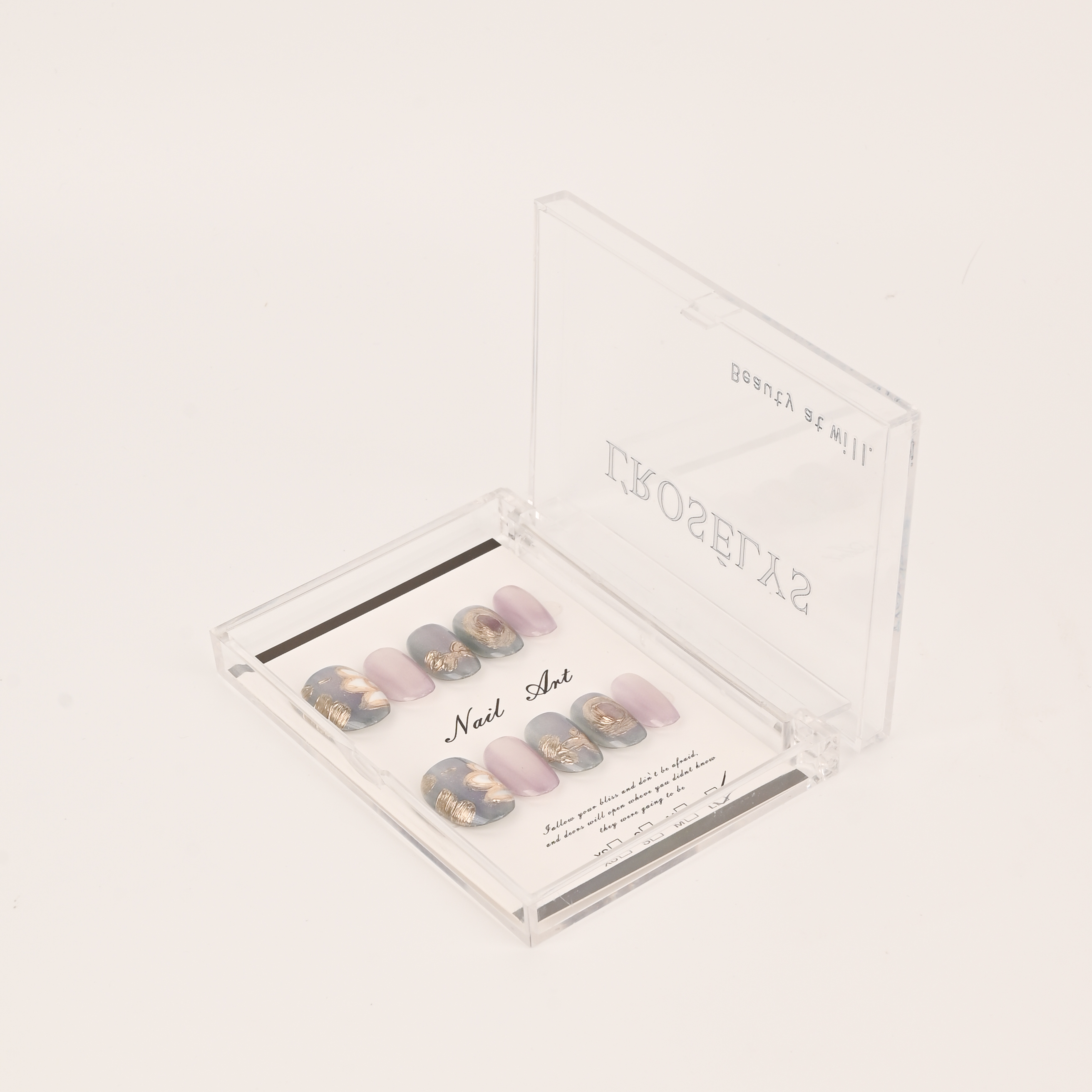 中式复古手工雕花穿戴甲高级感假指甲春夏新款美甲气质显白ins指甲贴透明盒装甲片