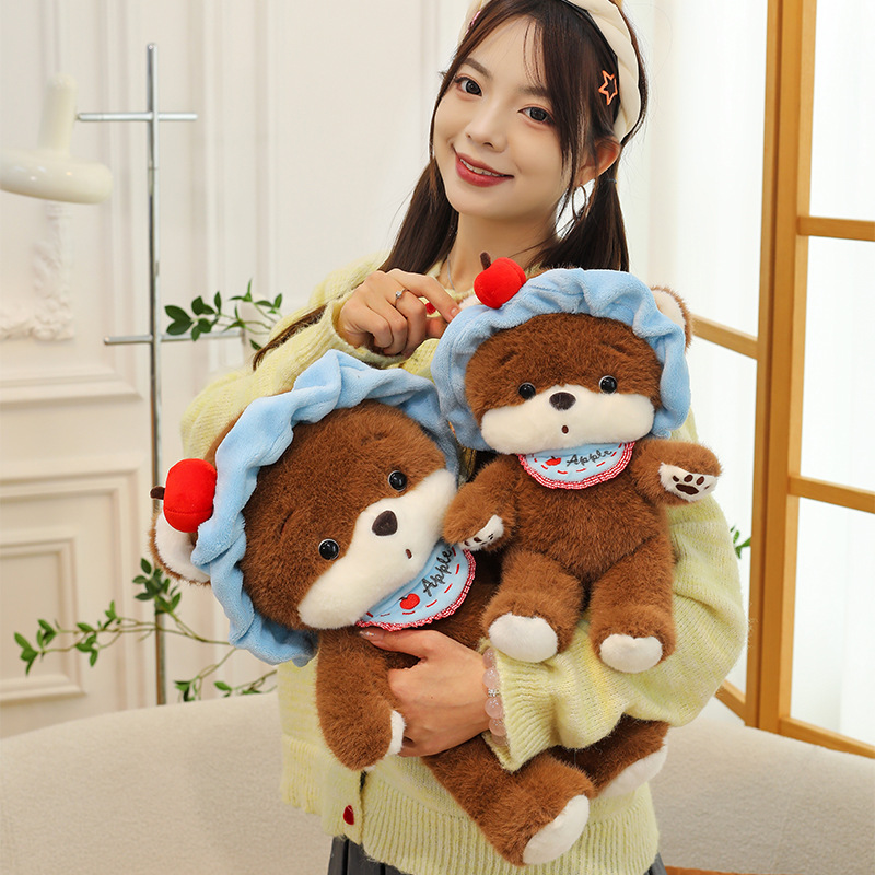 New Apple headband, bear doll, plush toy, girl sleeping pillow, birthday gift, soft and cute wholesale Specification drawing
