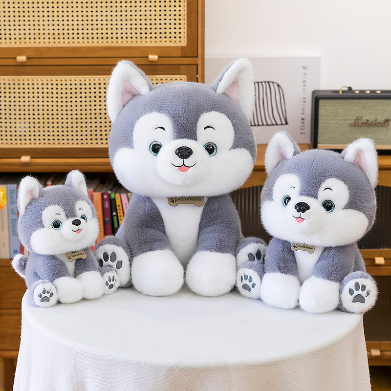 Cross-border simulation dog husky plush toy doll, children's cute dog doll, cloth doll gift details Picture