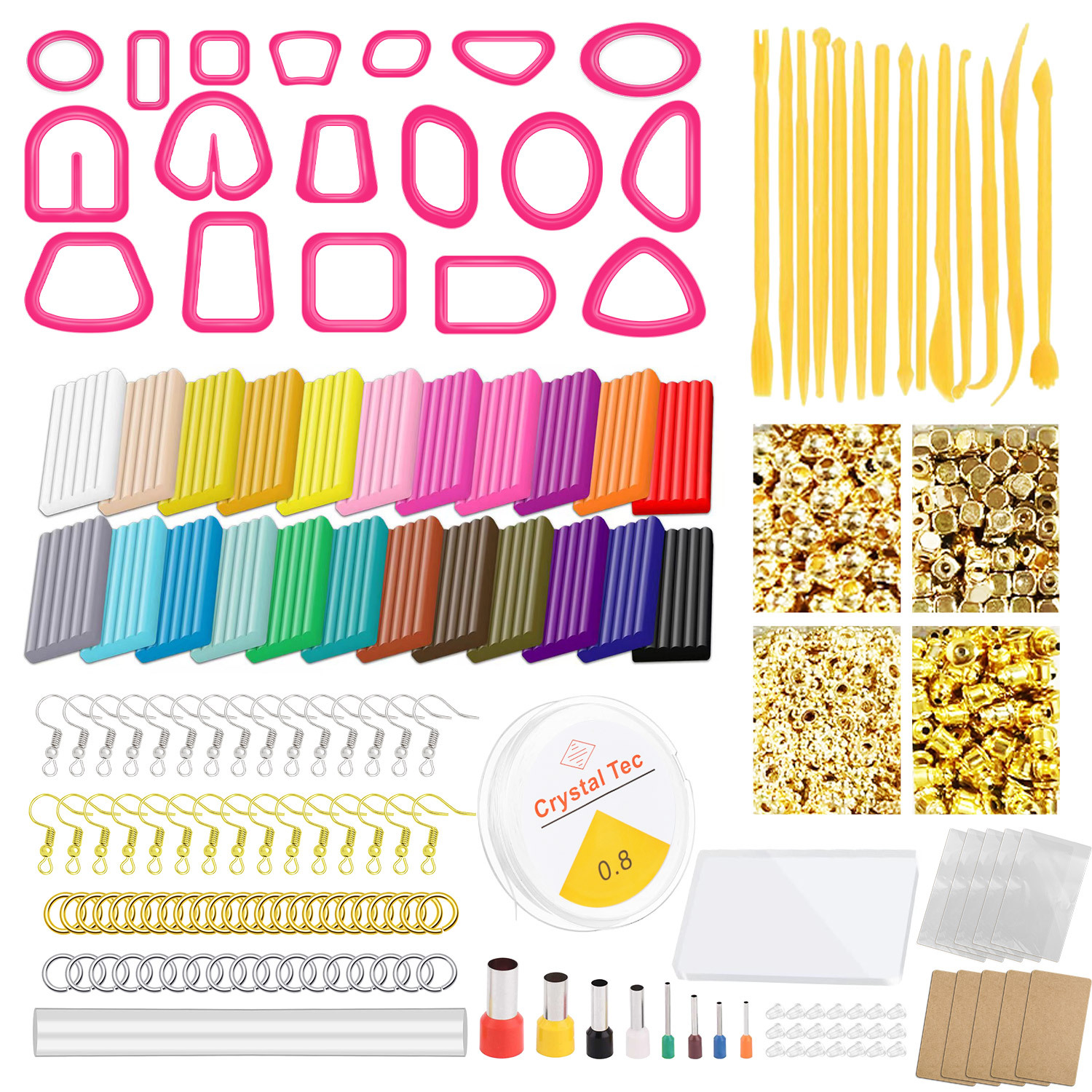 Soft clay handcrafted diy earrings geometric mold tool set, cross-border Amazon soft clay stone plastic clay set details Picture