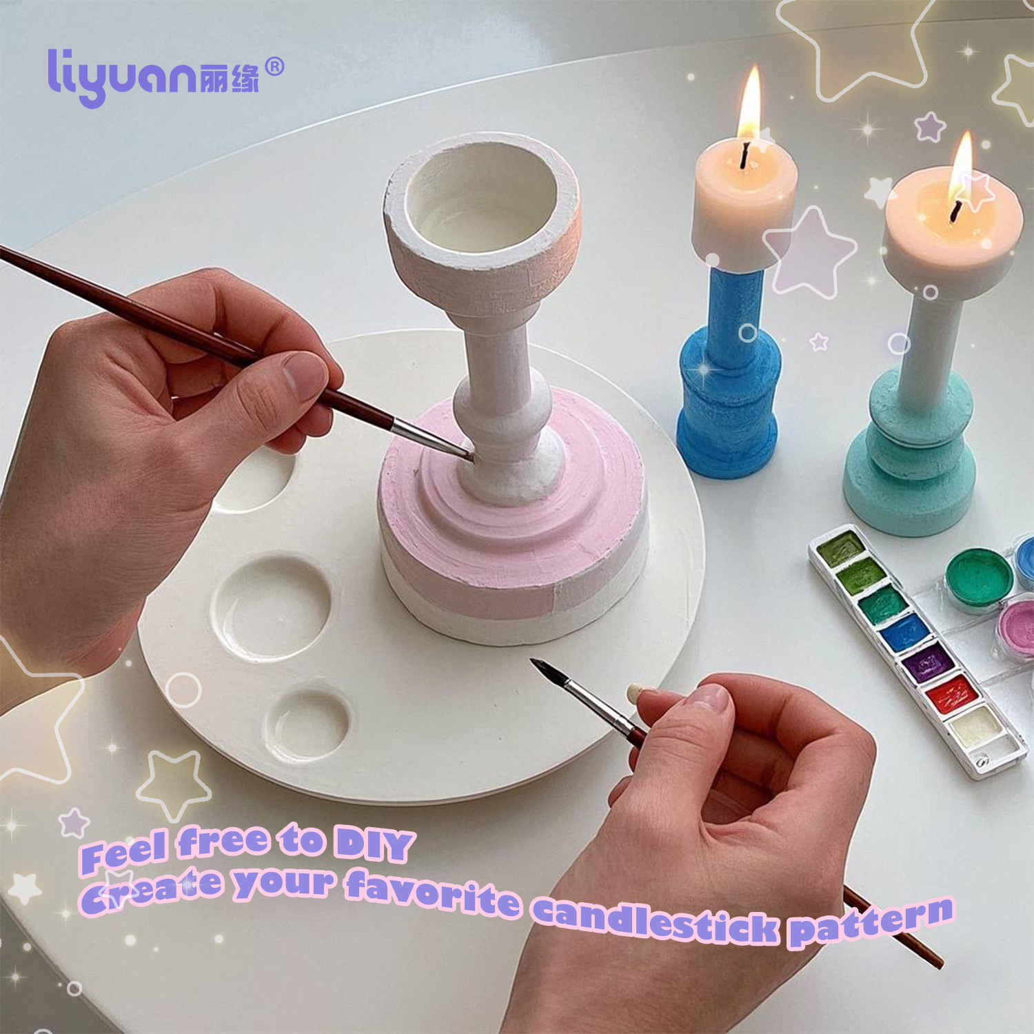 Wholesale of cross-border stone plastic clay no-baking air-drying pottery clay children's handmade DIY candlestick clay sculpture tool accessory sets details Picture